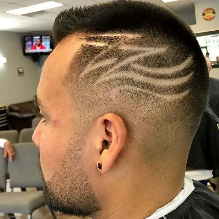 fohawk haircut with artistic lines