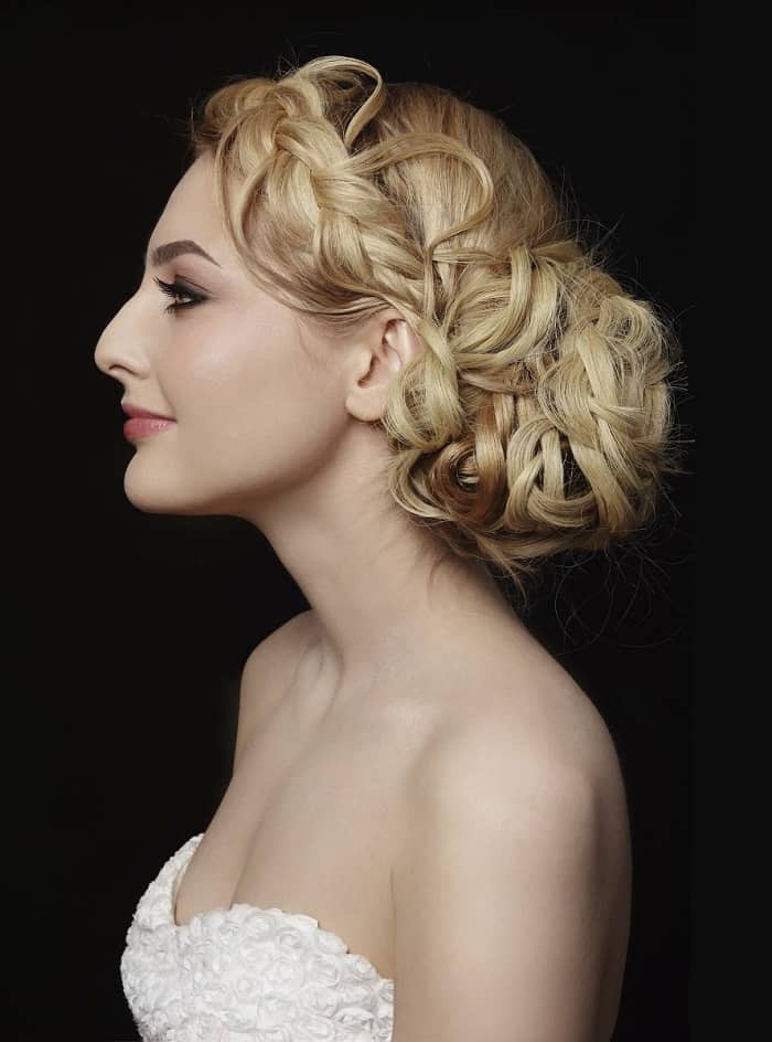 formal hairstyle for strapless dress