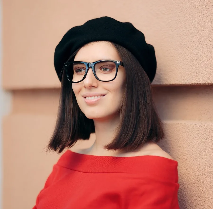 French bob hairstyle for women with glasses