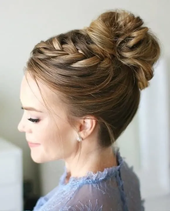 french braided updo for short blonde hair