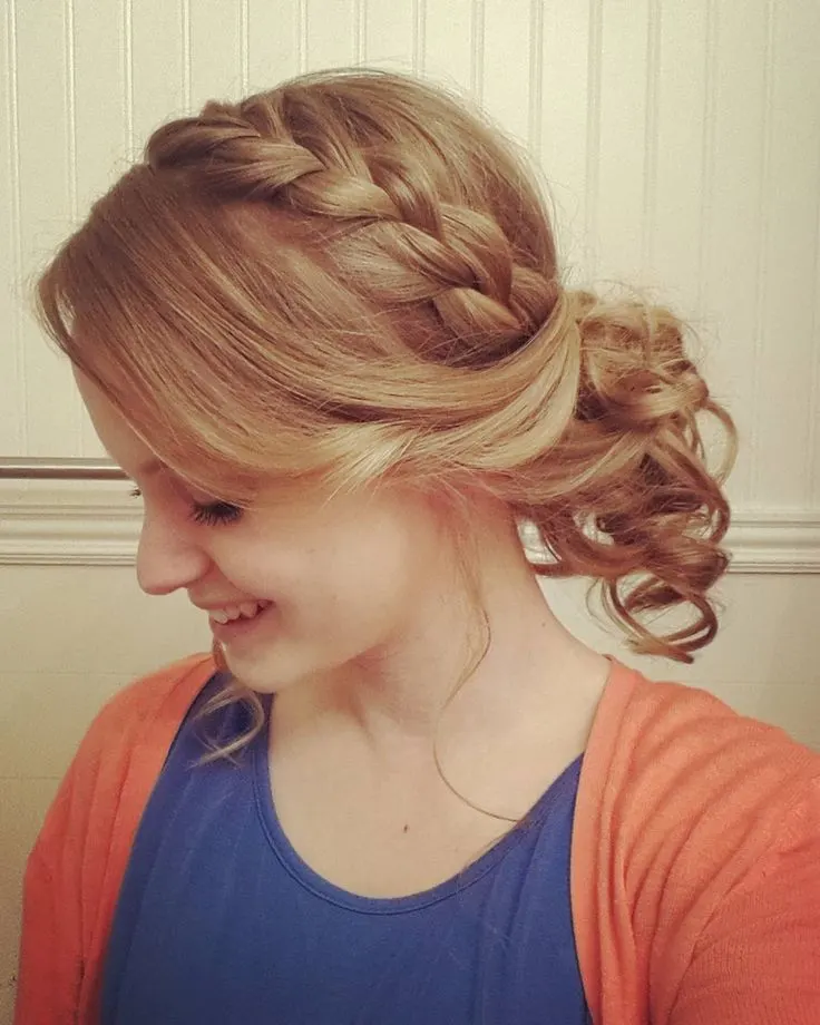 french braid with bun hairstyle