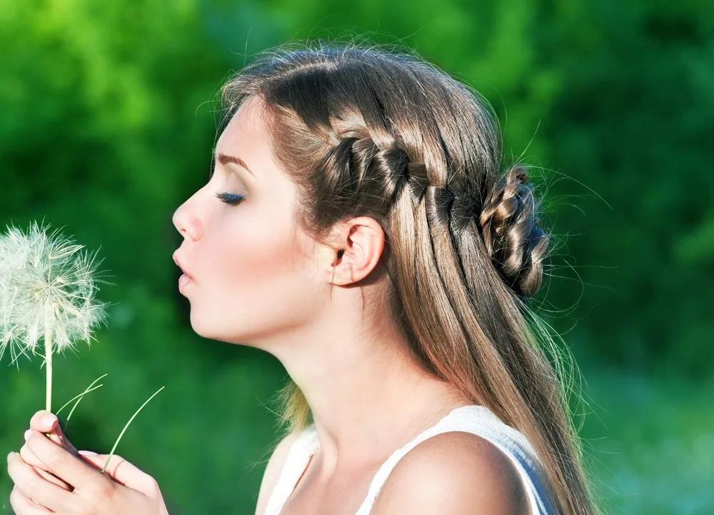 half up french braided bun