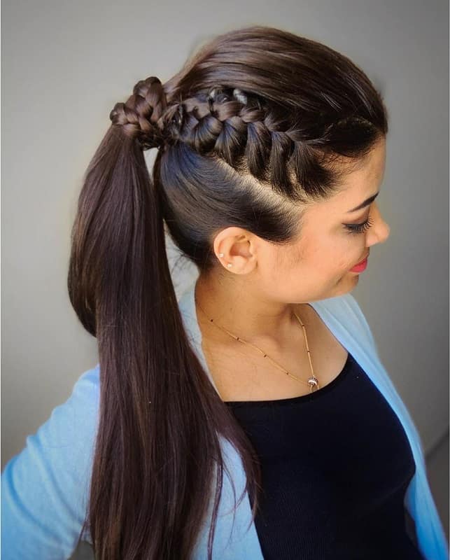 french braid into ponytail 