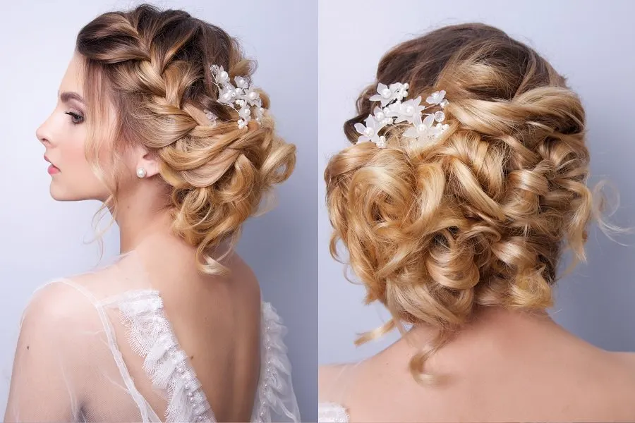 french braided updo for wedding