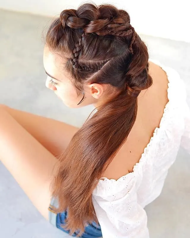 french braids into ponytail