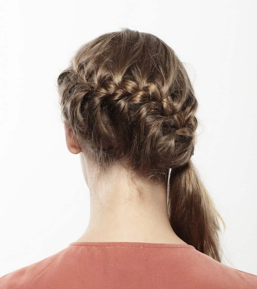 french crown braid with ponytail