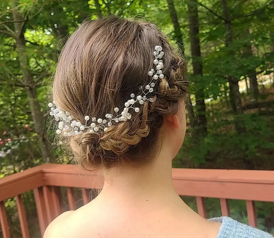 french crown braid with accessories 