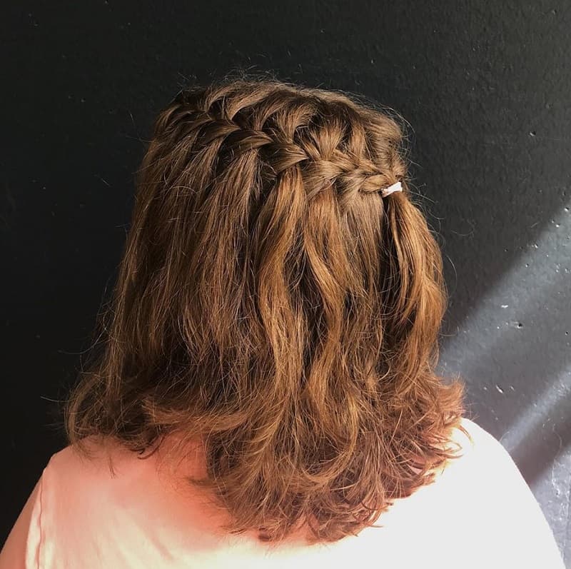 french waterfall braided ponytail