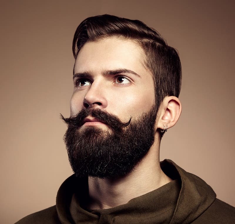 full beard with handlebar mustache