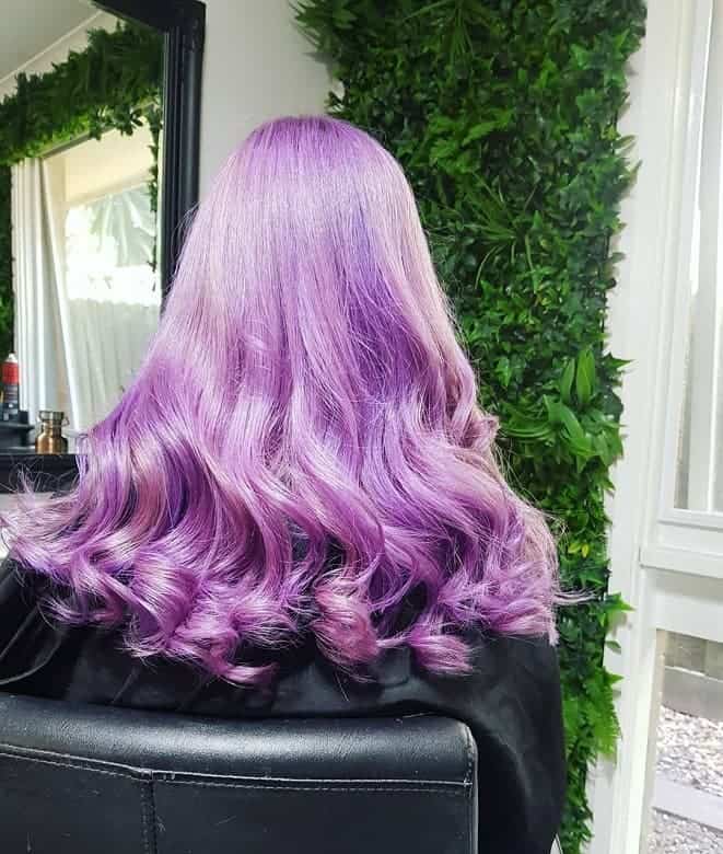 long hair with full head purple highlights