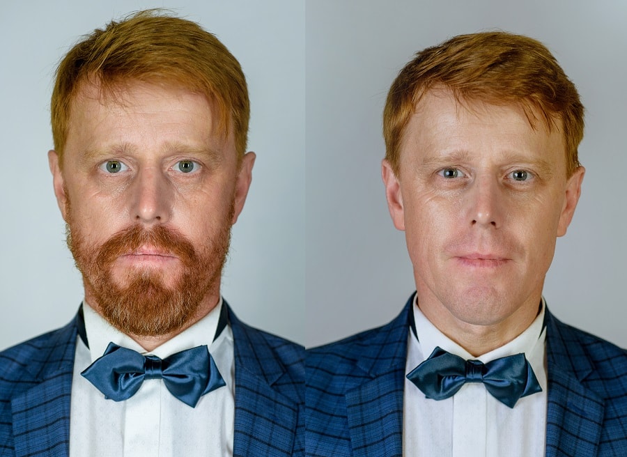 Full red beard before and after appearance