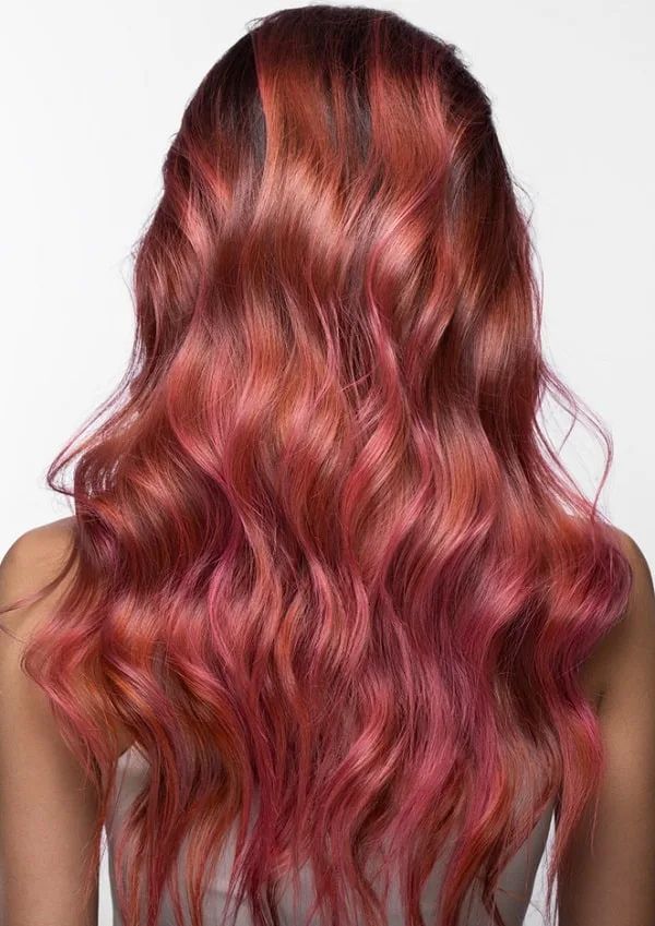 full rose gold balayage hairstyle