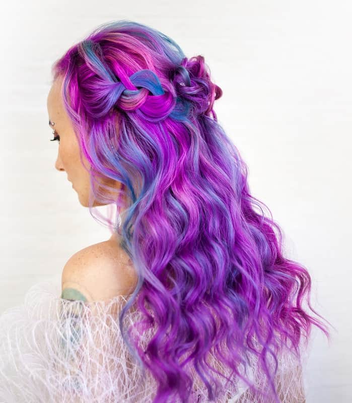galaxy blue and purple hair