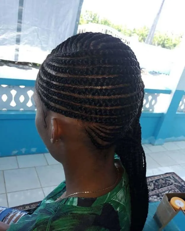 Ghana braids to the side