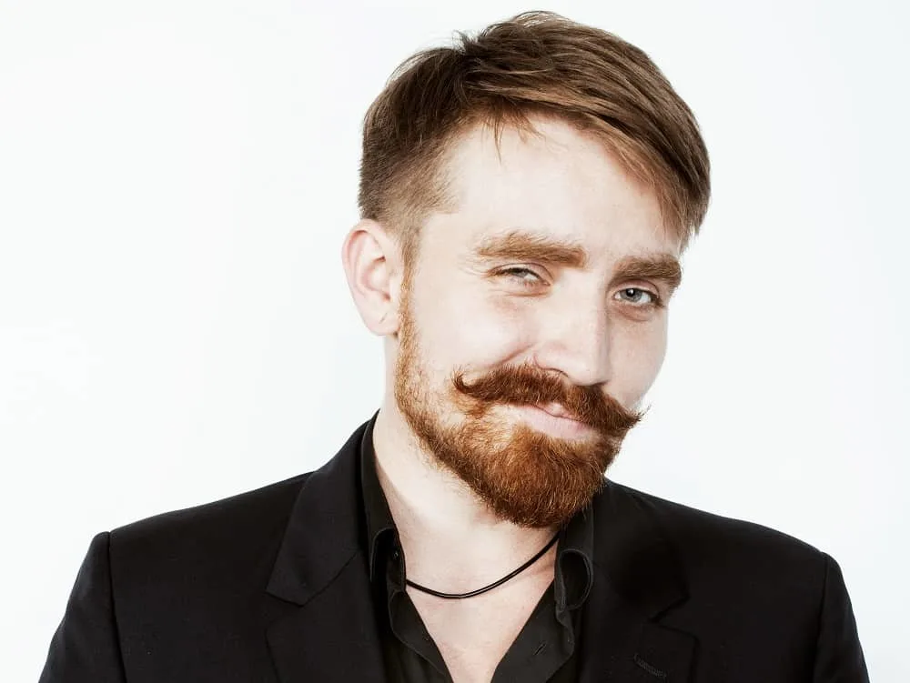 ginger beard with handlebar mustache