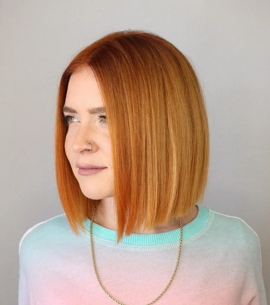 ginger bob with middle part