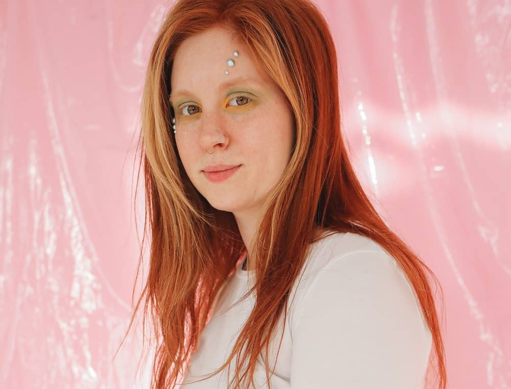 ginger hair with front streaks highlights