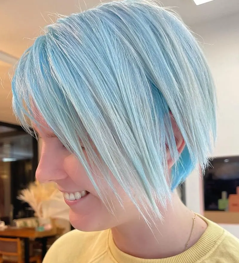 girl with pastel blue hair