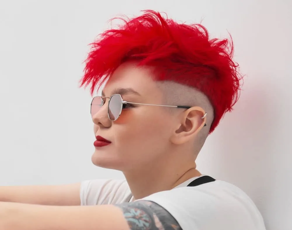 girl's red hair with medium fade