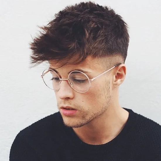 Fade Haircut for Men with Glasses