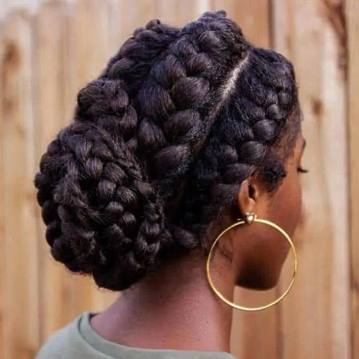 oversized goddess braids into a bun
