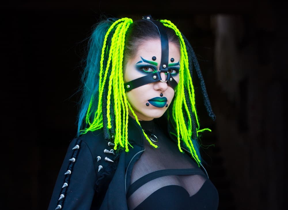 gothic green hairstyle