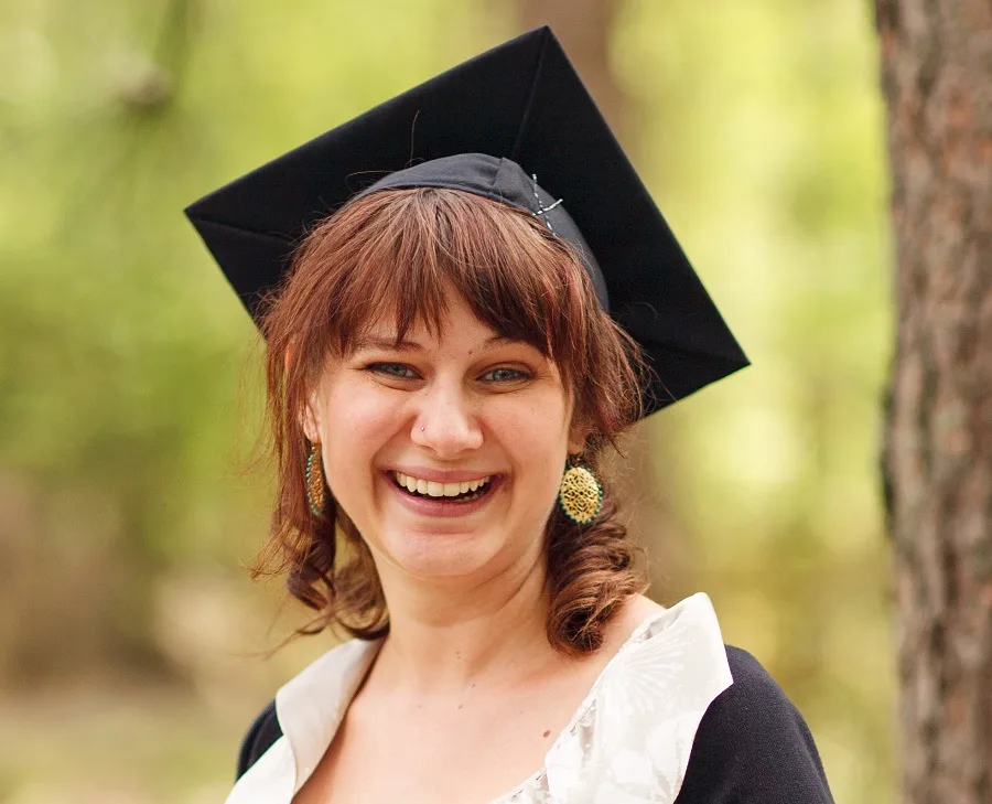 graduation hairstyle with bangs