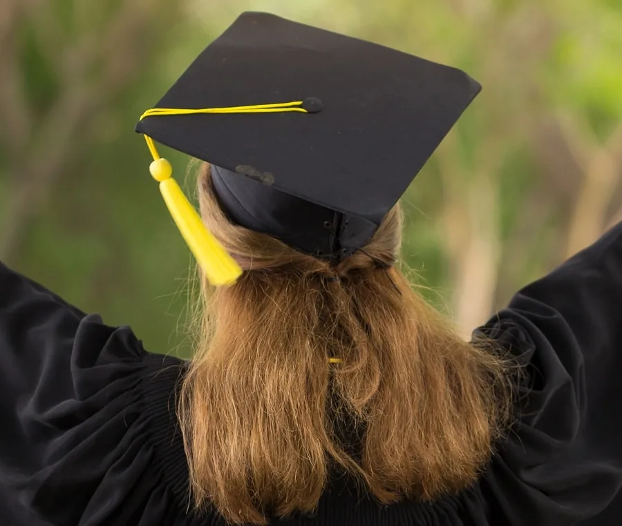 graduation hairstyle with cap