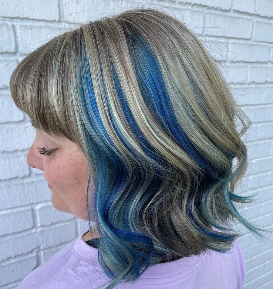 gray hair with blue highlights