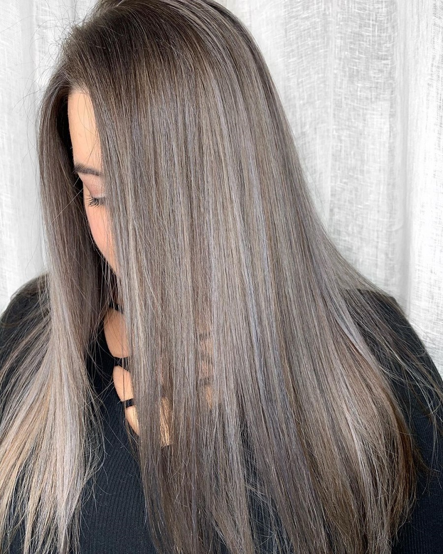 gray hair with brown highlights
