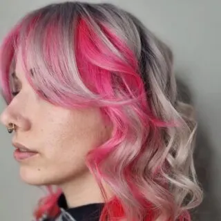 gray hair with pink highlights