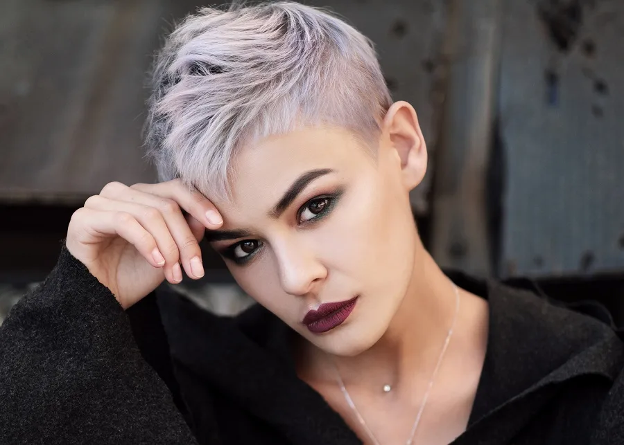 gray pixie cut oval face