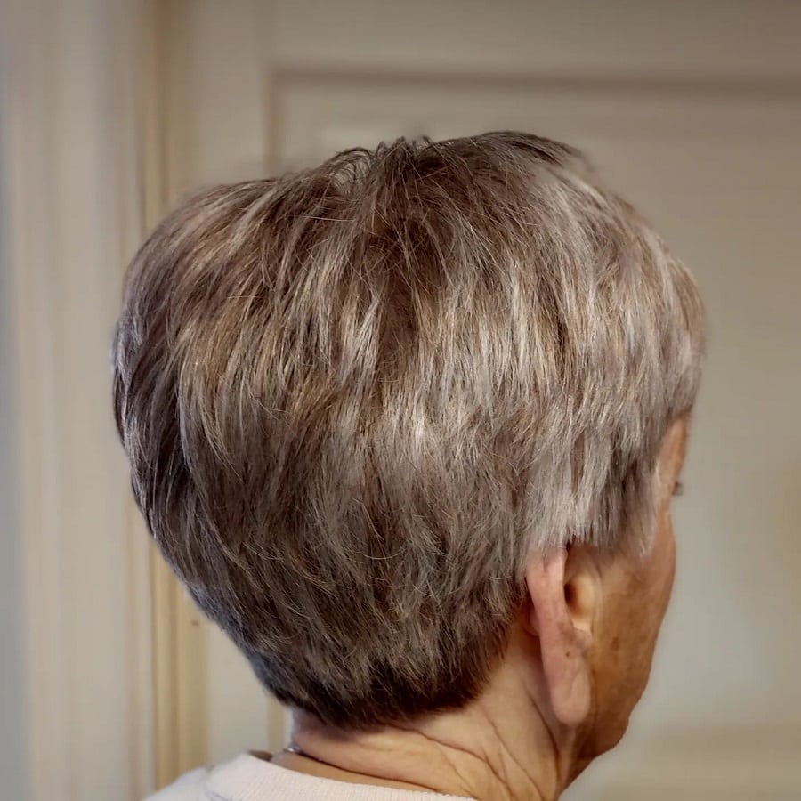 gray pixie with dark highlights
