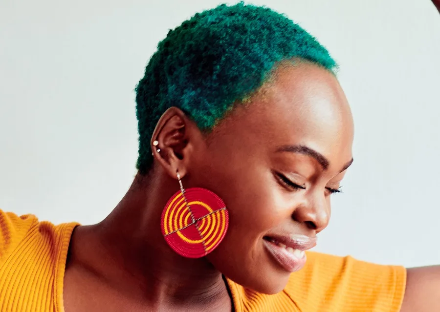 green buzz cut for black women