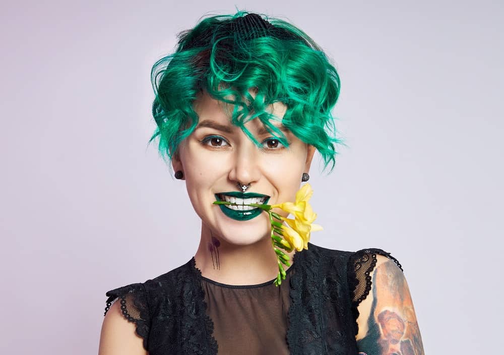green hair color for women withbrown eyes