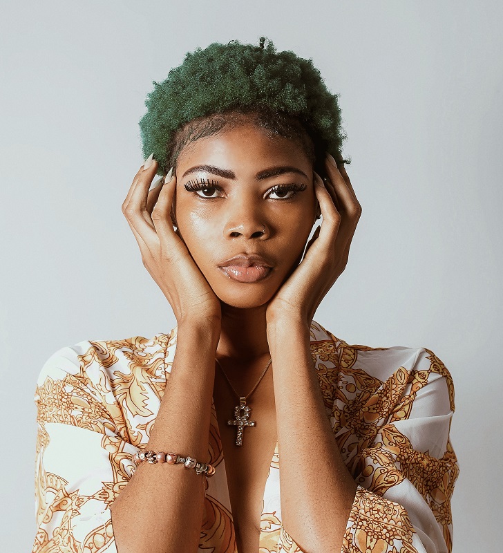 green hair color for olive skin and brown eyes