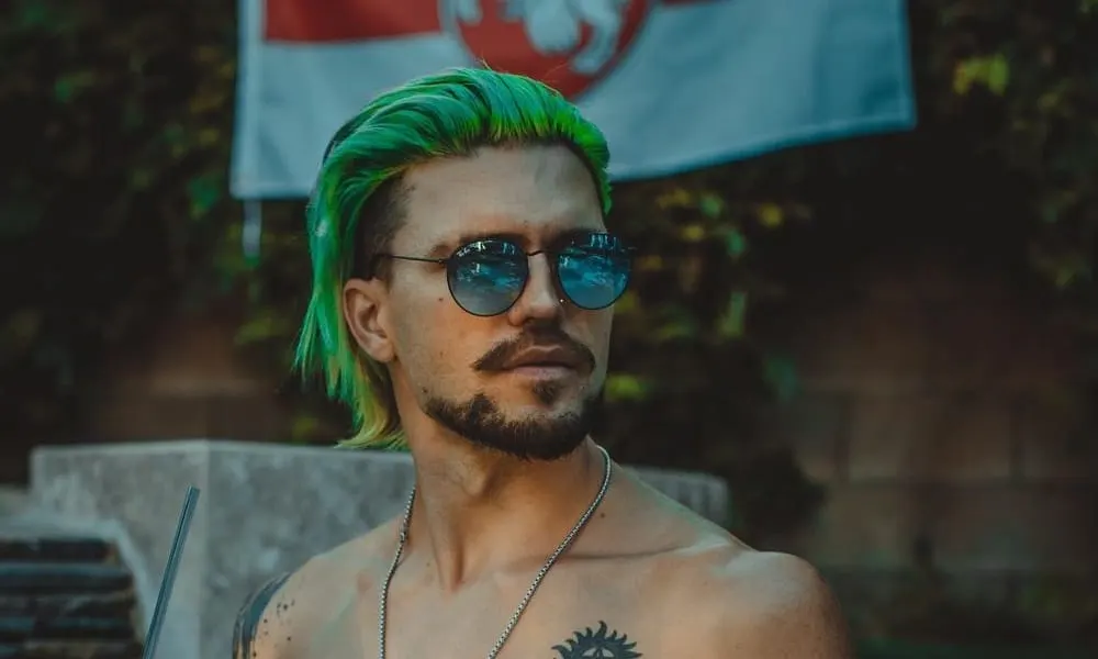 green hair with undercut for men
