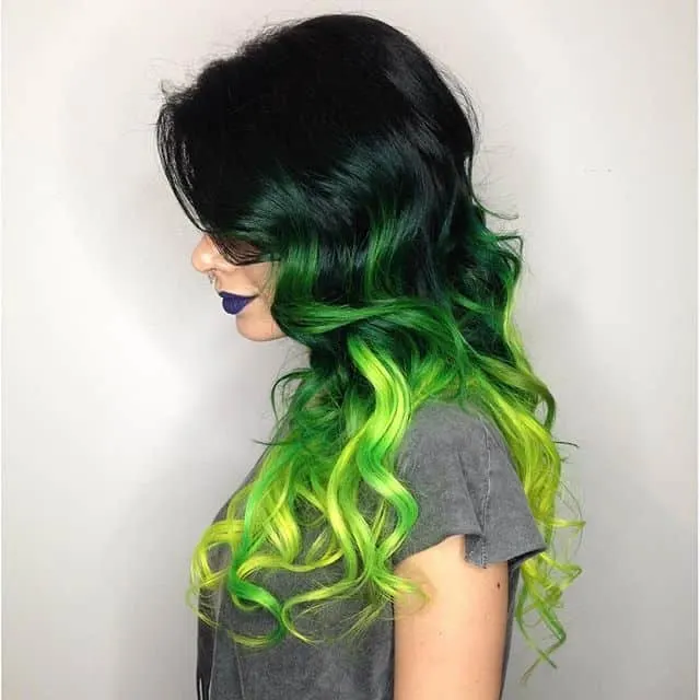 Black to Neon Green Ombre