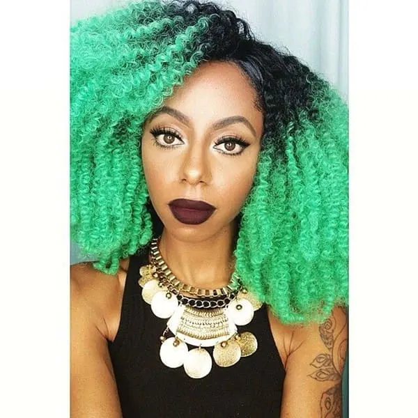 green ombre for afro hair