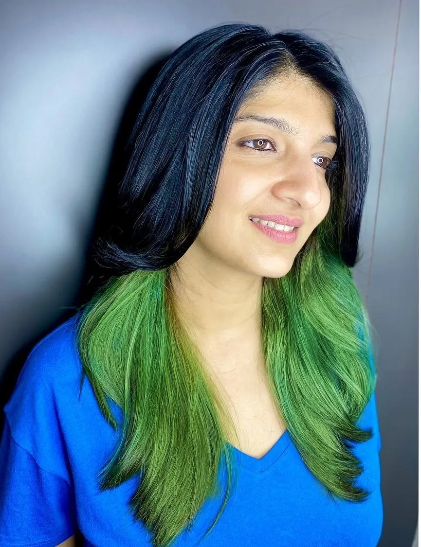 green underneath hair color