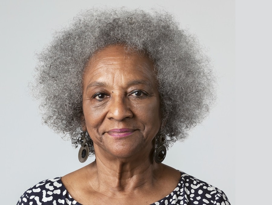 grey afro hairstyle for black women over 60