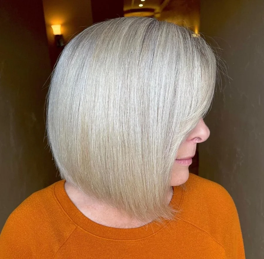 grey blonde bob for older women