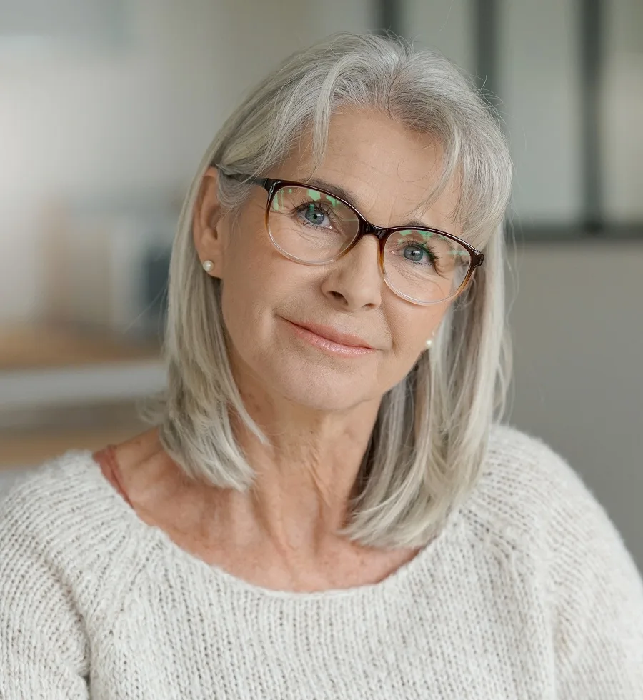 grey bob for older women