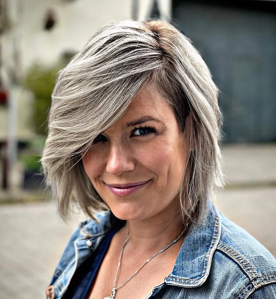 grey bob with undercut