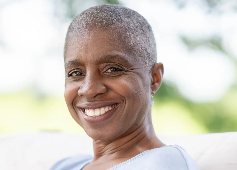 grey buzz cut for black women over 50