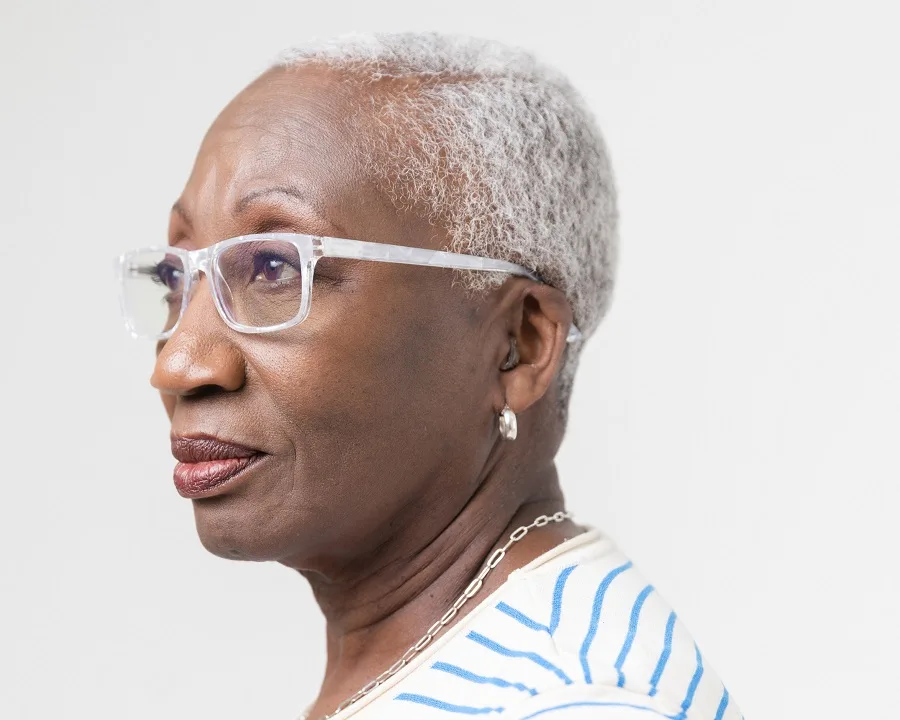 grey buzz cut for black women over 60