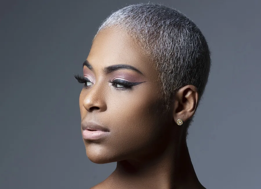 grey buzz cut for black women