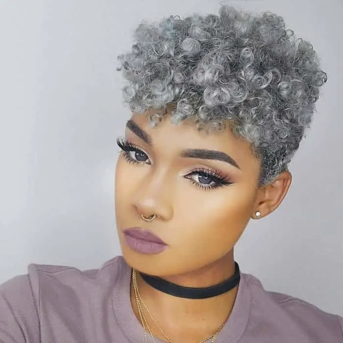 pixie haircut for grey curly hair