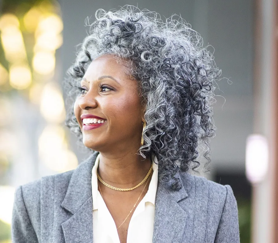 grey curly hair