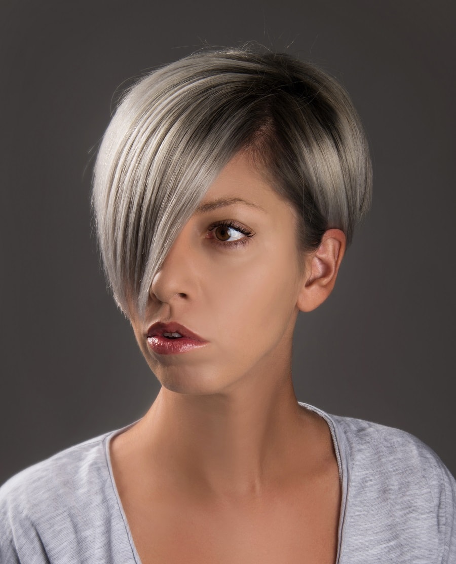 grey hair color for oval faces